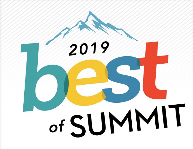 Mountain summit complementing ‘2019 best of summit’ text for the best whitewater rafting contest