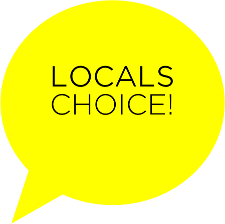 A circular yellow chat vector written “LOCAL CHOICE!” to showcase whitewater rafting near Colorado